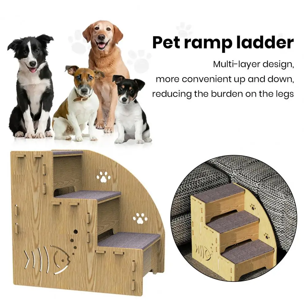 

Easy to Install Pet Stairs Detachable Pet Ladder for Dogs Cats Easy-to-install Three-step Stairs Wooden Supplies Pet for Small