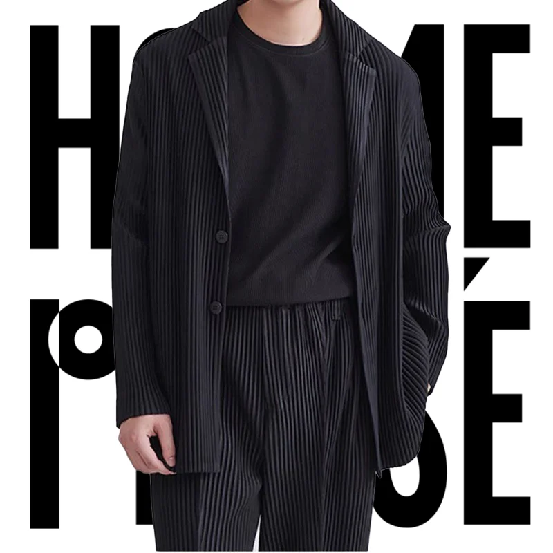 

Miyake Pleated Original Suit Long-sleeved Men's Jacket 2024 Spring and Fall Lapel Senior Sense of Loose Casual Suits for Men
