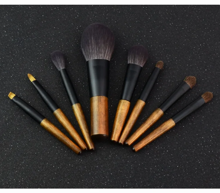 8 Pcs Mini Soft Wooden Makeup Brush Set - Powder,Stippling,Eyeshadow,Blush,Highlighter,Contour,Blending Brushes 45 S3b65d05dcef04e4fb0e75293b7a8269ch