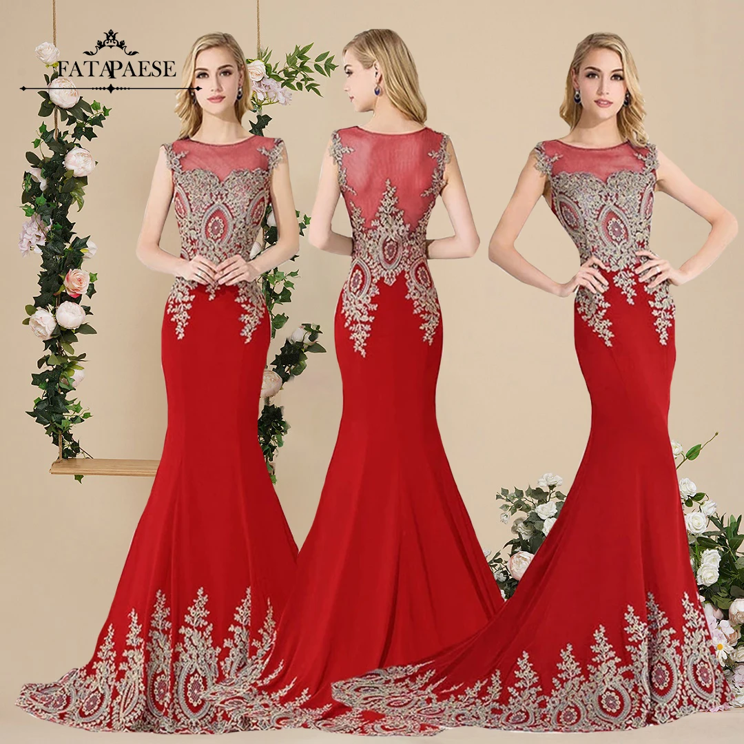 

FATAPAESE Sexy Long Evening Dress Mermaid In Prom Party Beaded Sequins Crystals Slim Wedding Guest Gown Bridesmaid Dresses