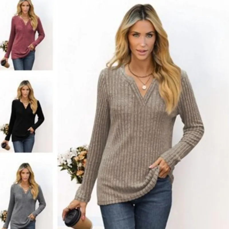 2023 Autumn/Winter V-neck Solid Casual Comfort Long Sleeve T-shirt WomenFashion Top Women's Clothing Blusa Feminina De Inverno
2023 Autumn/Winter V-neck Solid Casual Comfort Long Sleeve T-shirt WomenFashion Top Women's Clothing Blusa Feminina De Inverno