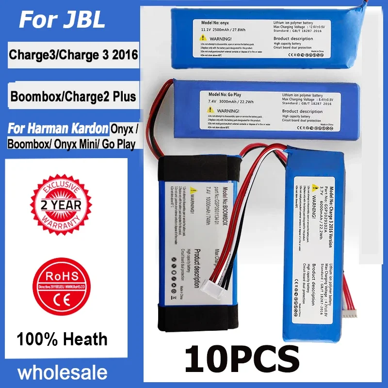 

10pcs Replace Battery For JBL Charge Flip Clip Xtreme 2 3 4 Flip3 Flip4 Flip5 Clip2 Clip3 Xtreme2 GSP0931134 Speaker Bateria
