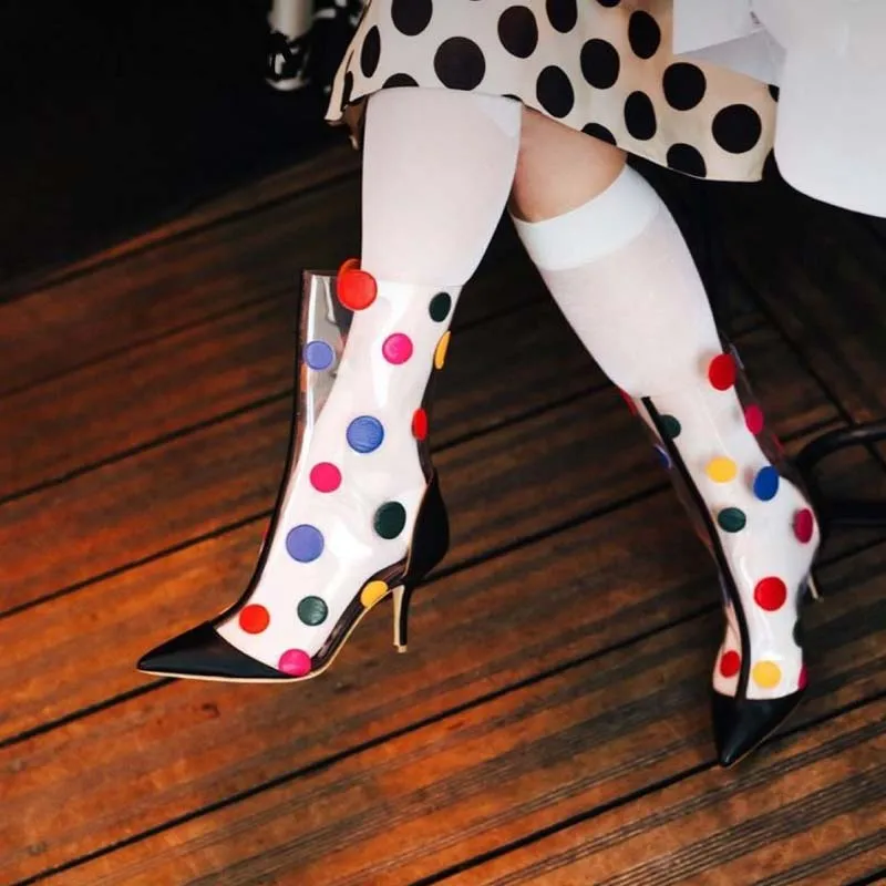 Mixed Colors Trasparent Boots 2023 Summer Pointed Toe Patchwork Thin High Heel Boots Fashion Slip-on All-match Shoes Big Size 42
Mixed Colors Trasparent Boots 2023 Summer Pointed Toe Patchwork Thin High Heel Boots Fashion Slip-on All-match Shoes Big Size 42