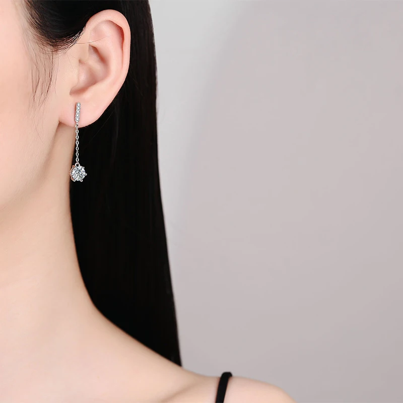 NeeTim 1ct Moissanite Studs Drop Earrings for Women Lab Diamond 925 Sterling Silver Women's Earring Wedding Party Stud Earring 5 S3b6f547a3c504cb891df4457b544241aK