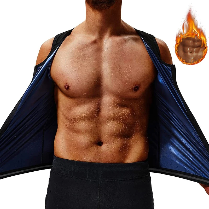 

Men Sauna Vest Waist Trainer Sweat Tank Top Slimming Corset Body Shaper Zipper Workout Shirt Weight Loss Fat Burner Shapewear