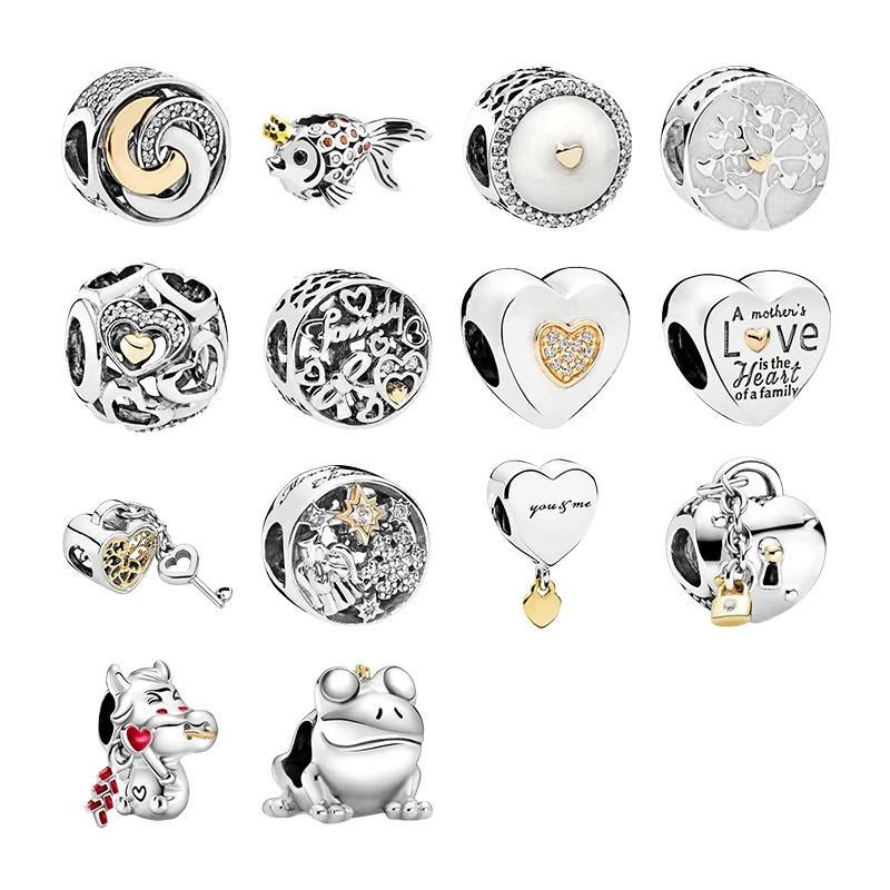 14K Gold Silver 925 Beads For Bracelets Women DIY Family Tree Circle Love Heart Fish Lock Ox Frog Prince Charms Jewelry Making
14K Gold Silver 925 Beads For Bracelets Women DIY Family Tree Circle Love Heart Fish Lock Ox Frog Prince Charms Jewelry Making