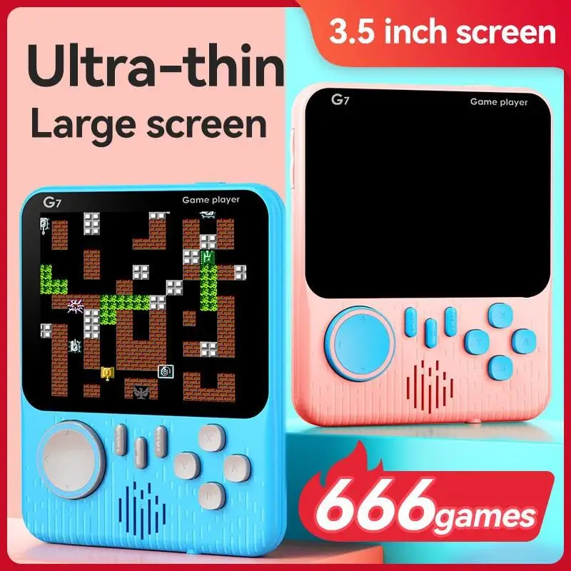 

Игровая мини-консоль с экраном 3,5 дюйма, ультратонкий цветной плеер высокой четкости G7 с ручкой, портативные Ретро игровые консоли 666 в 1