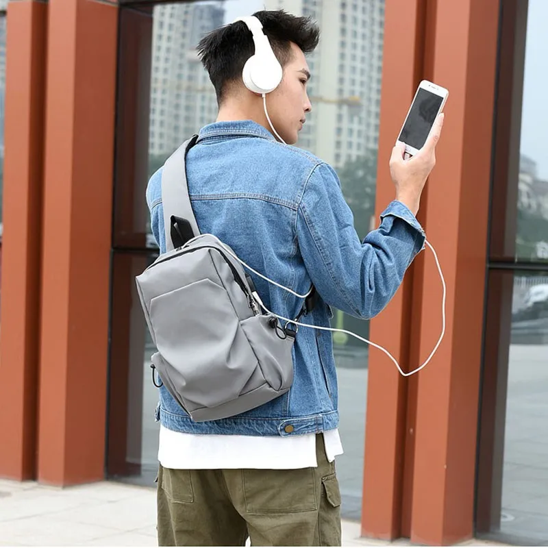 The new 2023 chest package man inclined bag, nylon fabric satchel water proof fashion fold USB single shoulder and chest package 
The new 2023 chest package man inclined bag, nylon fabric satchel water proof fashion fold USB single shoulder and chest package