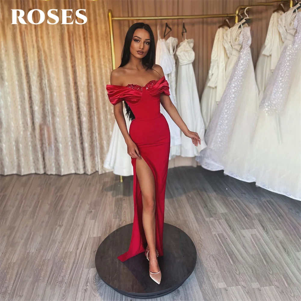 ROSES Red Stain Chic Woman Evening Dress Gown Glitter Off the Shoulder Ball Gown Side Split Night Dresses Gown robes de soirée
ROSES Red Stain Chic Woman Evening Dress Gown Glitter Off the Shoulder Ball Gown Side Split Night Dresses Gown robes de soirée