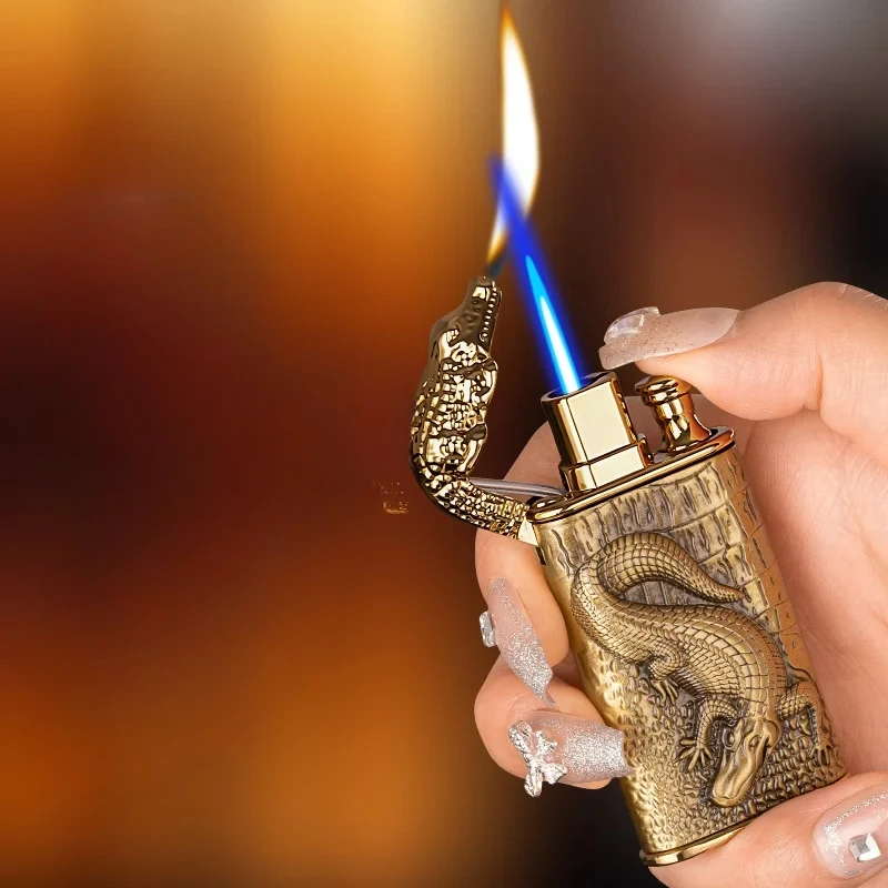 Double Fire Crocodile Head Gas Lighter Three-Dimensional Relief Straight Punch Conversion Flame Lighter Lighter Lighters Smoking
Double Fire Crocodile Head Gas Lighter Three-Dimensional Relief Straight Punch Conversion Flame Lighter Lighter Lighters Smoking