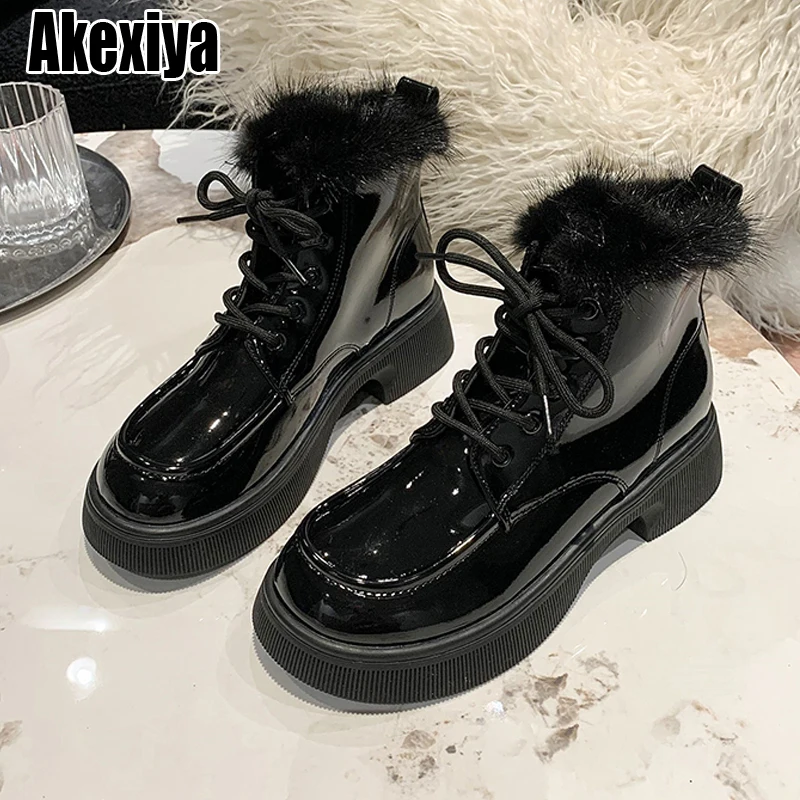 Patent leather Waterproof Winter Ankle boots Women's casual flat snow boots Plush Warm cotton shoes 35-40 BC7272
Patent leather Waterproof Winter Ankle boots Women's casual flat snow boots Plush Warm cotton shoes 35-40 BC7272