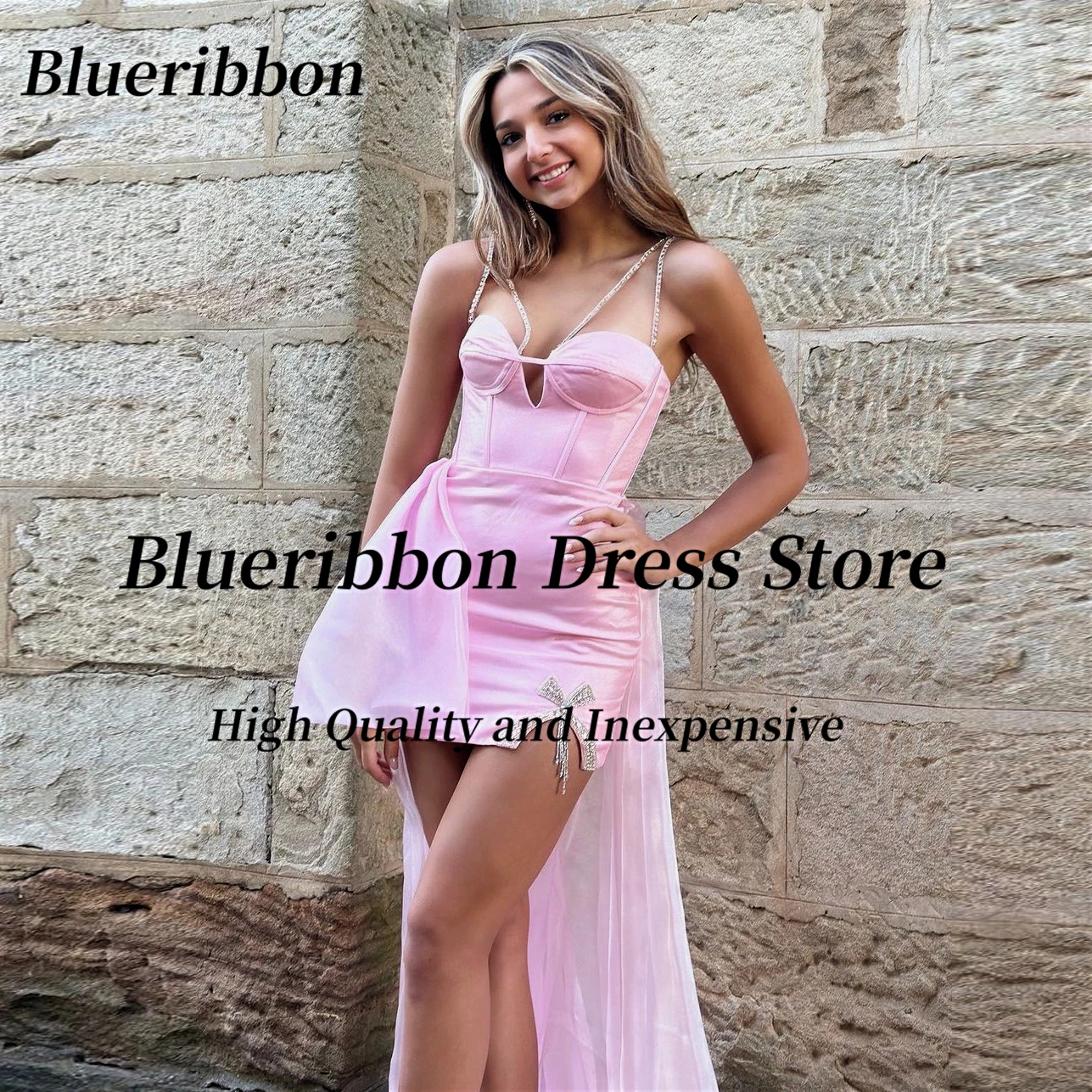 Blueribbon Pink Short Prom Dresses Girls Wear Beaded Spaghetti Sweetheart Homecoming Dress Tulle Long Train Graduation Gowns
Blueribbon Pink Short Prom Dresses Girls Wear Beaded Spaghetti Sweetheart Homecoming Dress Tulle Long Train Graduation Gowns