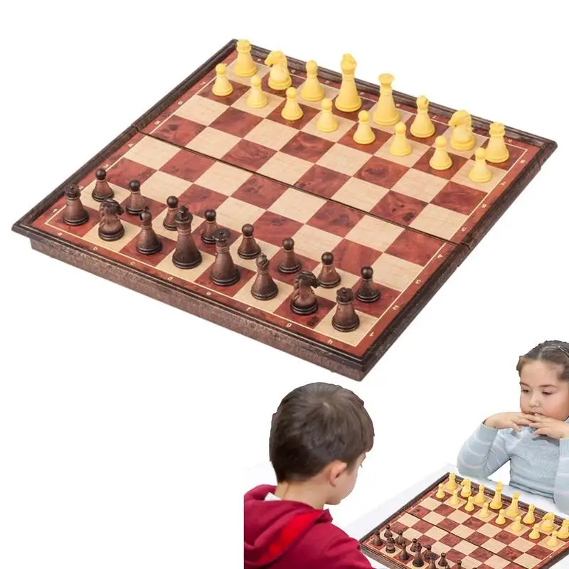 

Шахматный набор, Детская шахматная игра, деревянная шахматная доска, образовательная и стандартная доска для веселых игр, игрушки для начинающих и детей для улучшения
