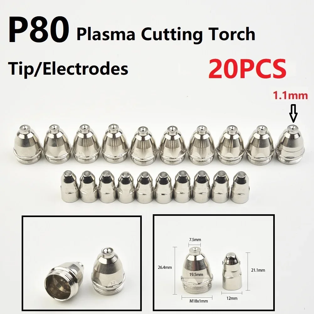 20 Pcs P80 Plasma Cutting Torch Kit 60A 80A 100A P80 CNC Plasma Torch Tip Electrode Nozzle For CUT-70 CUT-80 CUT-100 CUT-120
20 Pcs P80 Plasma Cutting Torch Kit 60A 80A 100A P80 CNC Plasma Torch Tip Electrode Nozzle For CUT-70 CUT-80 CUT-100 CUT-120