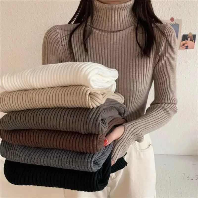 Autumn Women Turtleneck Sweaters Fashion Slim Solid Basic Version Knitted Pullover Harajuku Streetwear Elastic Ribbed Jumpers
Autumn Women Turtleneck Sweaters Fashion Slim Solid Basic Version Knitted Pullover Harajuku Streetwear Elastic Ribbed Jumpers