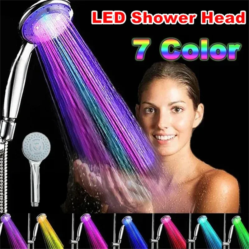 

7 Colors LED Shower Head Romantic Automatic Color Changing LED Shower Head Water Saving Hand-held Spray Nozzle Bathroom Supply