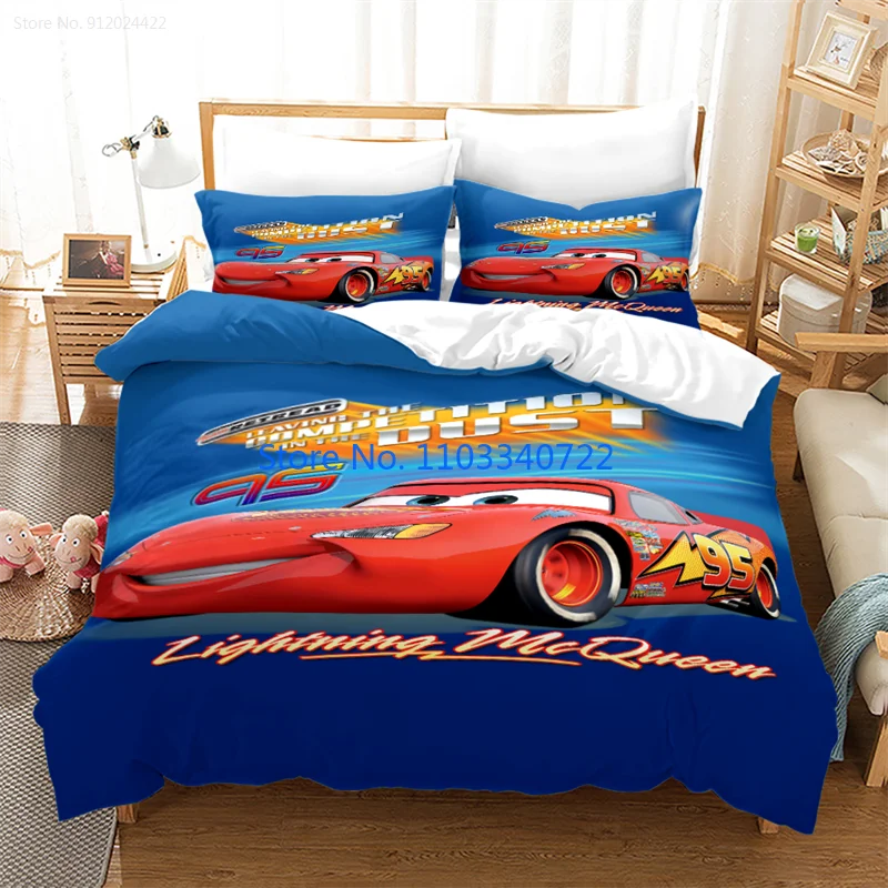 

Anime Bedding Set Cartoon Lightning McQueen 95 Car Duvet Cover Quilt Bedclothes Children Kids Bedroom Twin Single King Size
