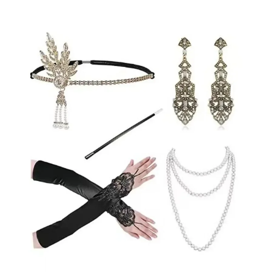 1920s Flapper Accessories Gatsby Costume Accessories Set 20s Flapper Headband Pearl Necklace Gloves Plastic Holder
1920s Flapper Accessories Gatsby Costume Accessories Set 20s Flapper Headband Pearl Necklace Gloves Plastic Holder