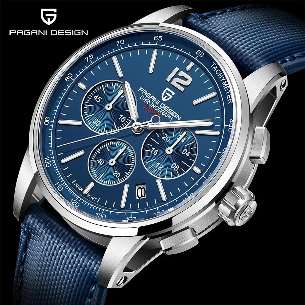 

Pagani Design For Mens Watch Chronograph Japan Vk63 Sport Quartz Wristwatch Sapphire Date 100m Waterproof Reloj Hombr Masculino