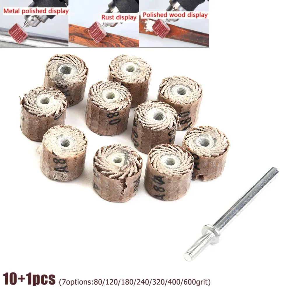 

Flap Grinding Wheel Power Tool Parts Replacement 10pcs+1 80-600Grit Flap Wheel Disc Sanding Drill Abrasive Sandpaper Polishing