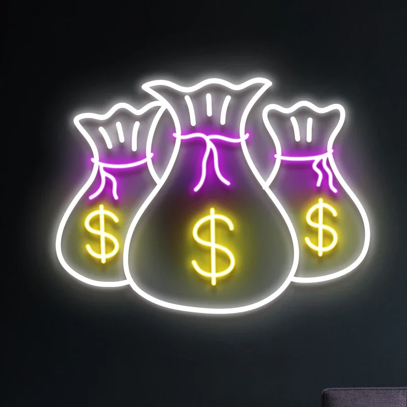 

Money Bag Neon Sign Money Wall Art Wallet Purse Dollar Neon Sign Business Workplace Office Decor Checkout Counter Neon Sign