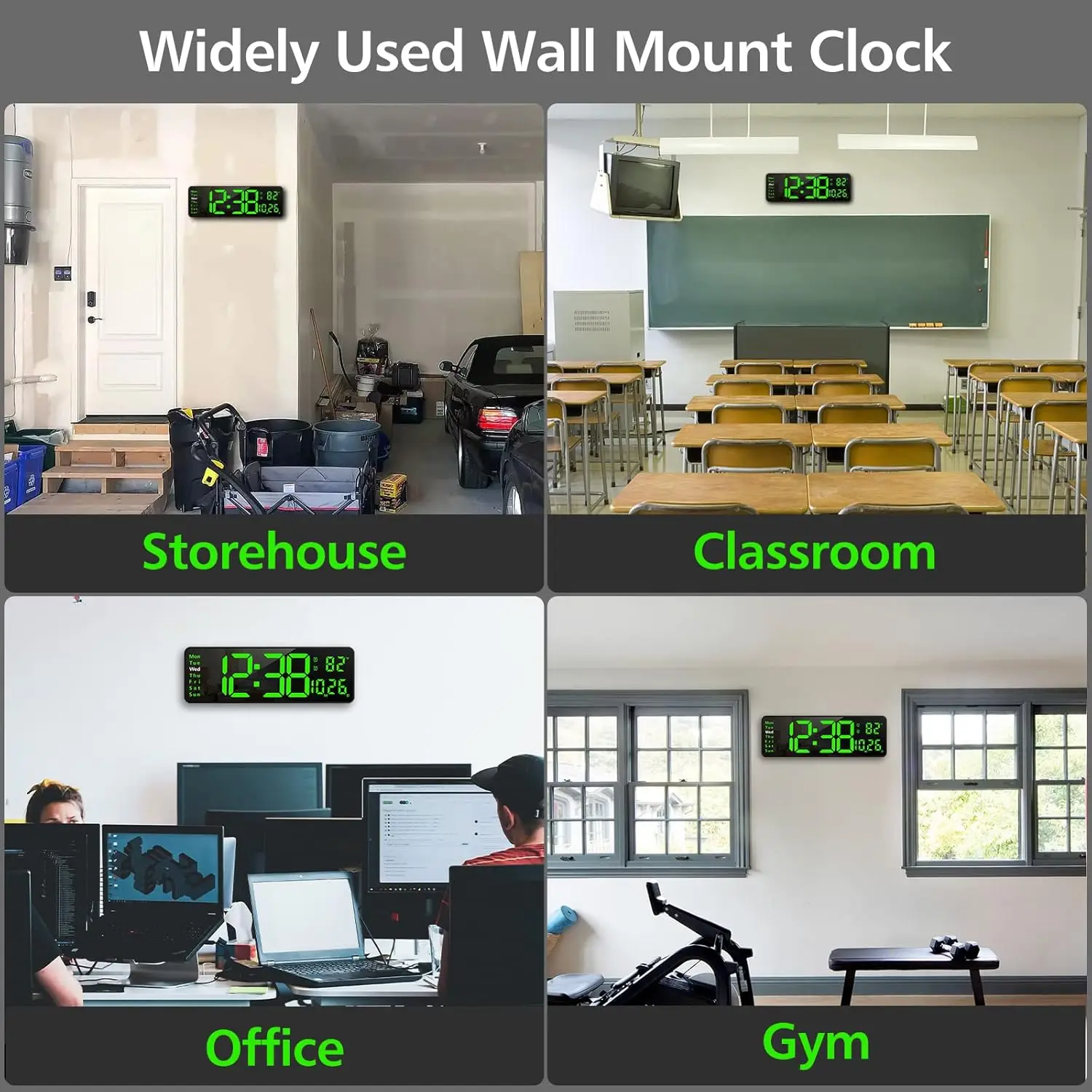 Digital Wall Clock Large Display With Remote Control 9