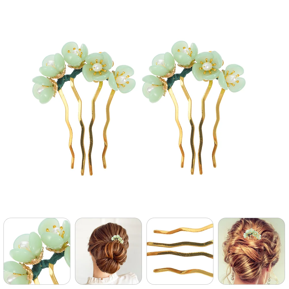

Hair Hairpin Flower Sticks Chinese Jade Fork Accessories Vintageretro Ancient Forkswomen Bun Pin Bridal Stick Comb Hanfu Combs