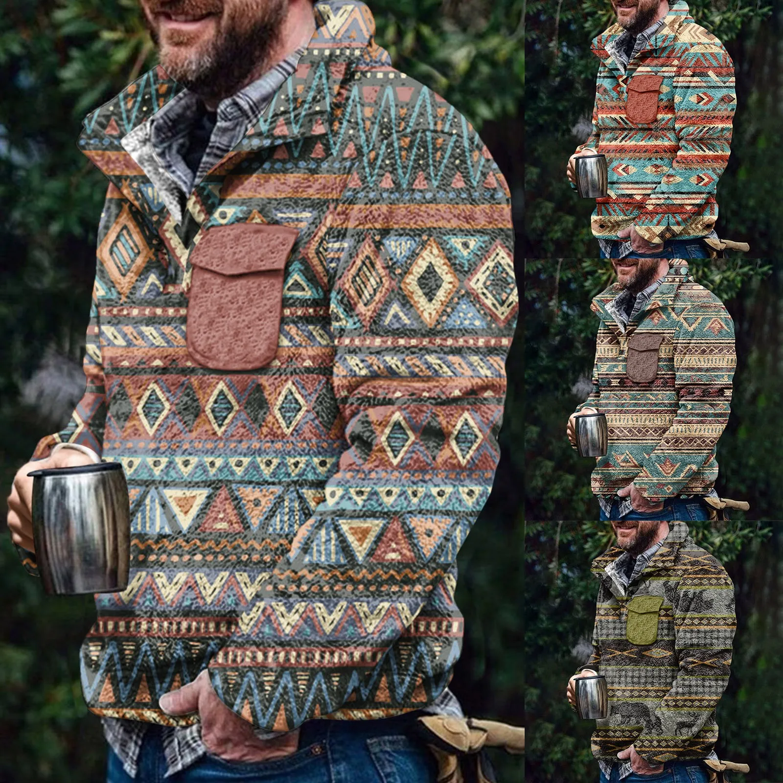 Vintage Pattern Print Button Lapel Hoodie Men Streetwear Casual Winter Thick Turn-down Collar Sweatshirts Fleece Pullover Coats
Vintage Pattern Print Button Lapel Hoodie Men Streetwear Casual Winter Thick Turn-down Collar Sweatshirts Fleece Pullover Coats