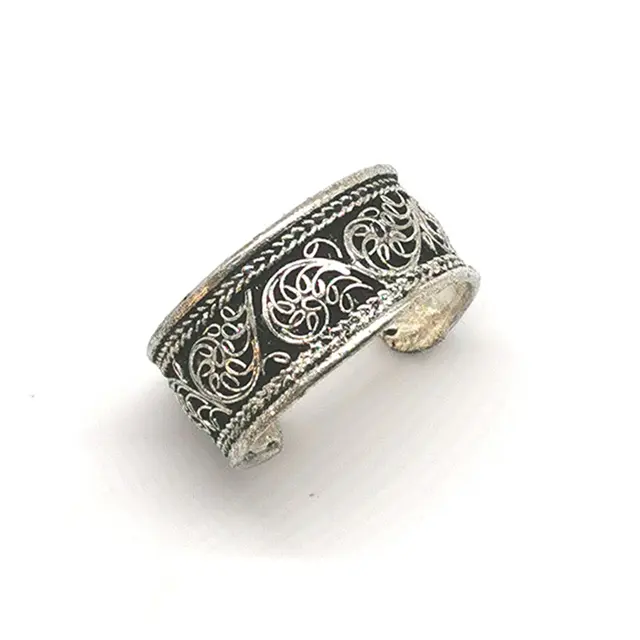 Bague Tibétaine Antique en Métal et Cuivre pour Homme et Femme, Anneau Ouvert, Vintage, Fleur, R166 1