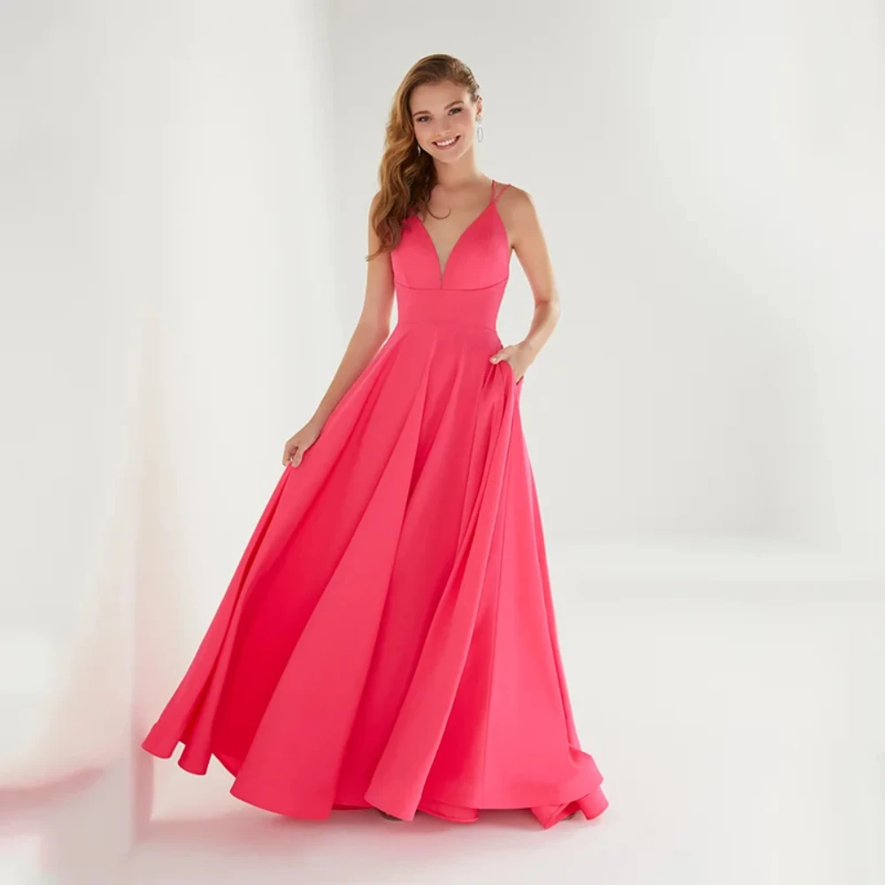 Elegant Pink Simple Evening Dress V-Neck Spaghetti Strap A-Line Party Prom Gowns Sexy Backless Satin Vestidos De Fiesta D10295
Elegant Pink Simple Evening Dress V-Neck Spaghetti Strap A-Line Party Prom Gowns Sexy Backless Satin Vestidos De Fiesta D10295