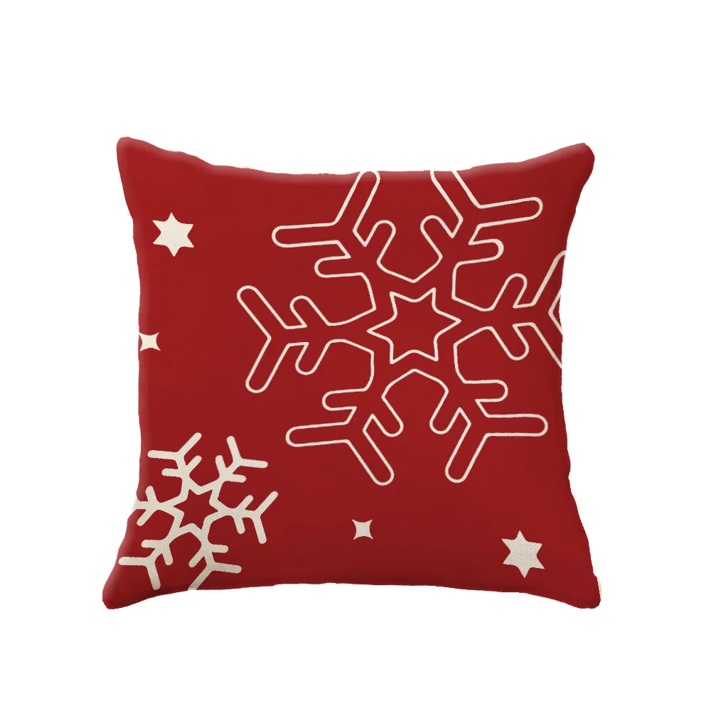 

Red Pillowcase Decor Home Nordic Linen Cotton Cushion Cover 45x45CM Snowflake Small Elk Santa Claus Christmas Decoration