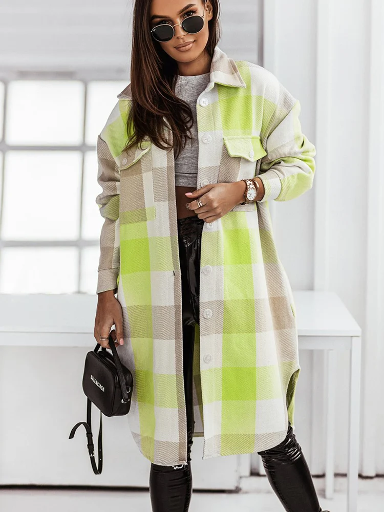 Woolen Coat Women Long Sleeve Turn-Down Collar Irregular Female Long Jacket Casual Autumn Loose Plaid Outwear Fashion Coat
Woolen Coat Women Long Sleeve Turn-Down Collar Irregular Female Long Jacket Casual Autumn Loose Plaid Outwear Fashion Coat