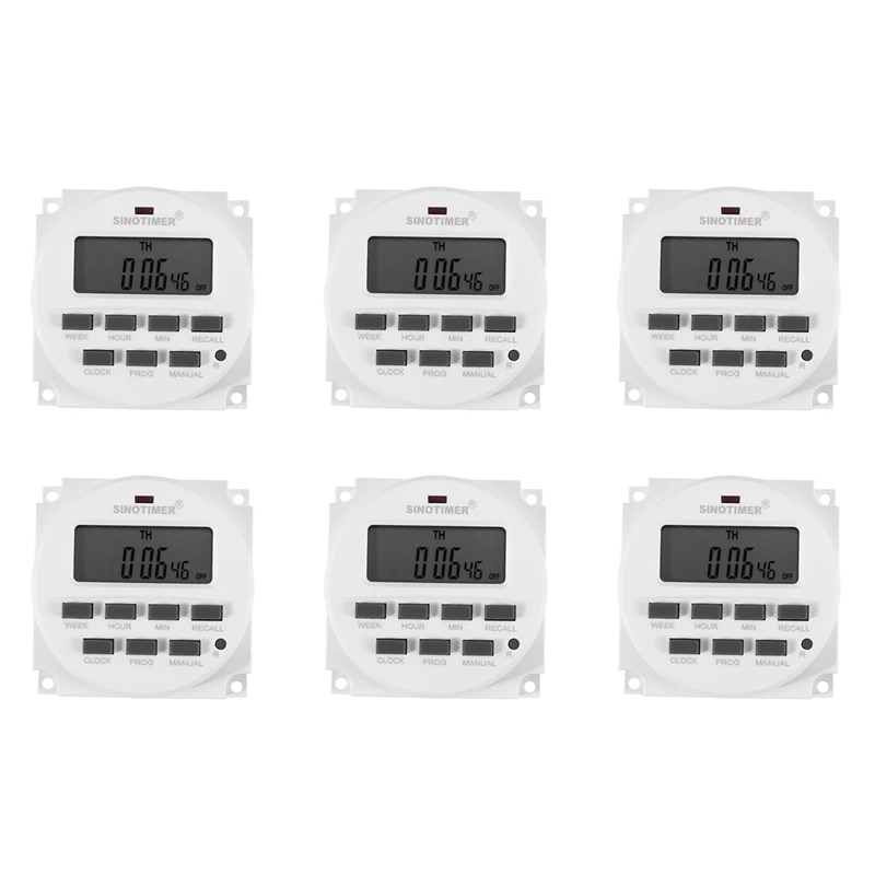6X Sinotimer Tm618h-2 220V Ac Digital Time Switch Output Voltage 220V 7 Day Weekly Programmable Timer Switch
6X Sinotimer Tm618h-2 220V Ac Digital Time Switch Output Voltage 220V 7 Day Weekly Programmable Timer Switch