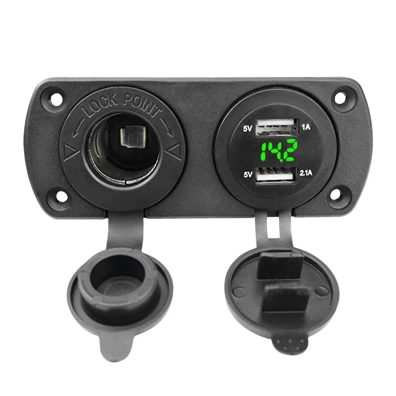 12-24V Dual USB Outlet Volt Power Outlet With LED Voltage Display Lighter Socket Switch Panel Adapter For Car Boat
12-24V Dual USB Outlet Volt Power Outlet With LED Voltage Display Lighter Socket Switch Panel Adapter For Car Boat