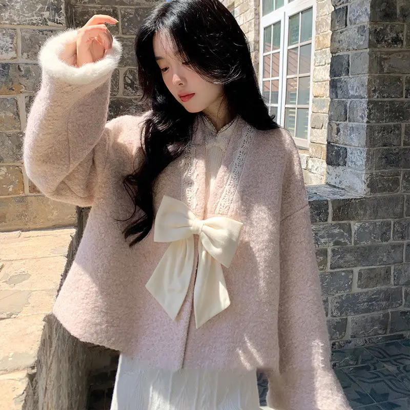 Women's Cute short style Bow Decorated Short Jacket Long-sleeve Fashion Leisure V-neck Kawaii
Women's Cute short style Bow Decorated Short Jacket Long-sleeve Fashion Leisure V-neck Kawaii