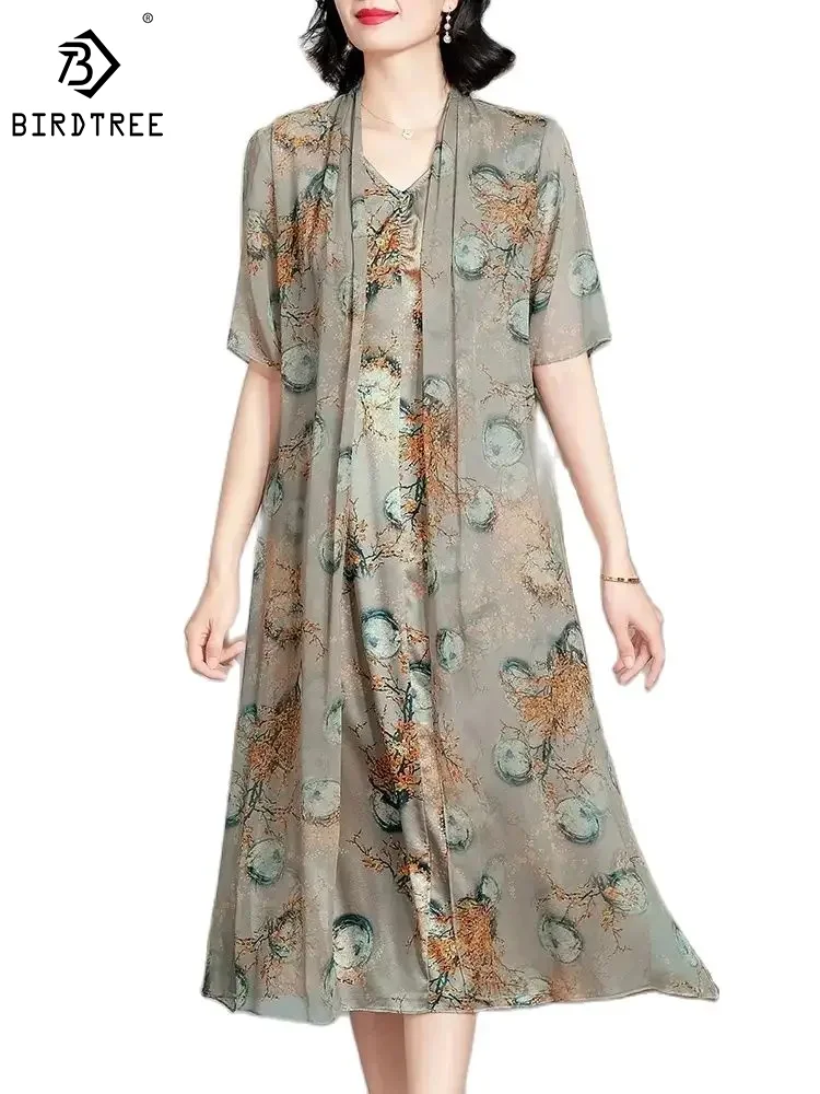 BirdTree 85.2% Mulberry Silk Women Dresses, Short Sleeve V-Neck Loose, Elegant Fashion Retro OL Dress, 2024 Spring New D42301QM
BirdTree 85.2% Mulberry Silk Women Dresses, Short Sleeve V-Neck Loose, Elegant Fashion Retro OL Dress, 2024 Spring New D42301QM