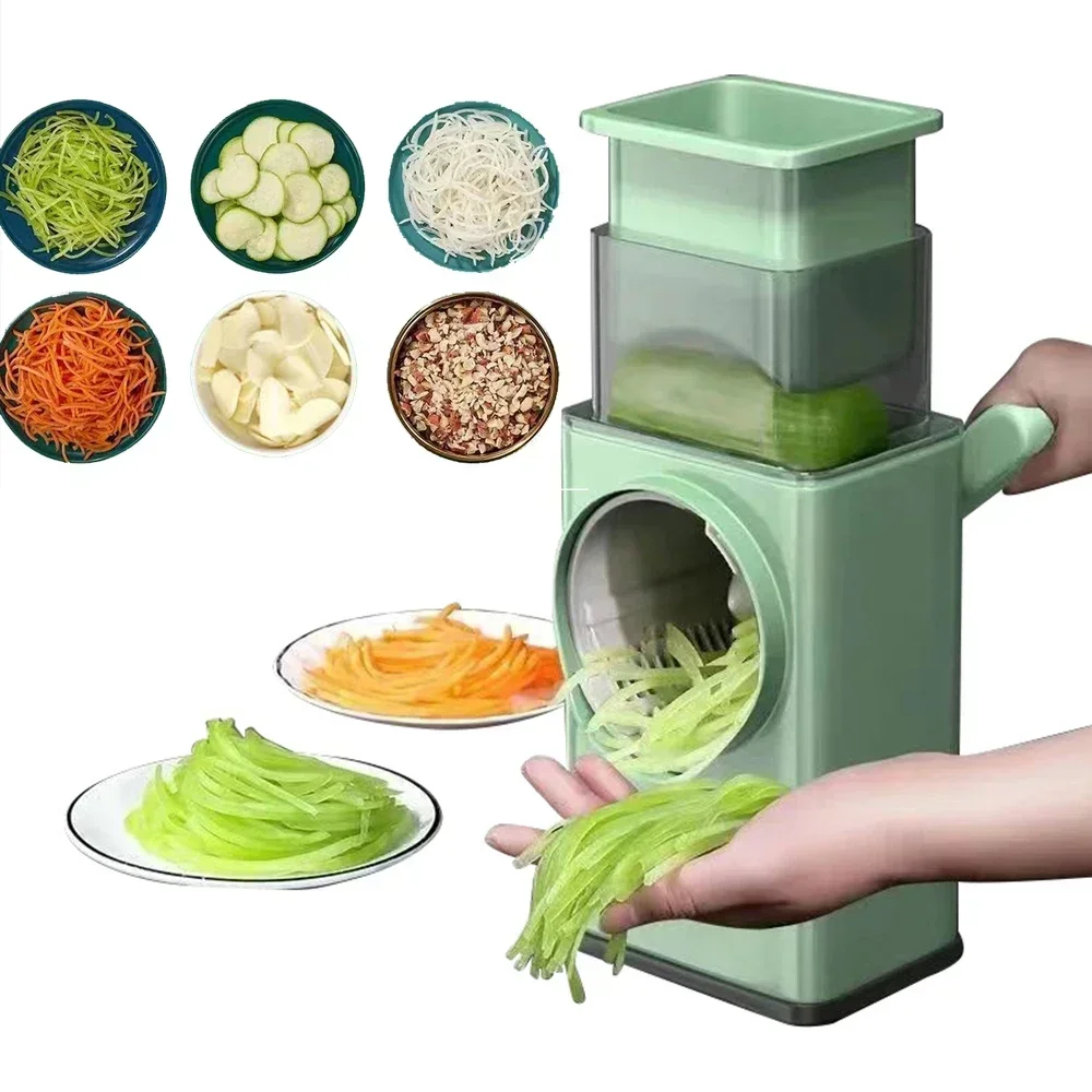 

2023 New Drum Vegetable Cutter Hand-crank Multifunction Food Processor Fruit Potato Grater Slicer Kitchen Tool