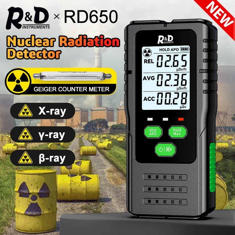 

RD650 Geiger Counter Nuclear Radiation Detector X-ray γ-ray β-ray Radioactivity Tester Marble Detector Personal Dosimeter