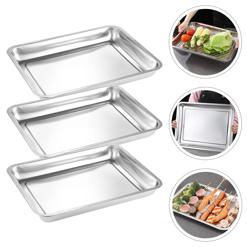 3 Pcs Grill Plate Stainless Steel Bakeware Banquet Trays Toaster Oven Pan Cookie Baking
3 Pcs Grill Plate Stainless Steel Bakeware Banquet Trays Toaster Oven Pan Cookie Baking