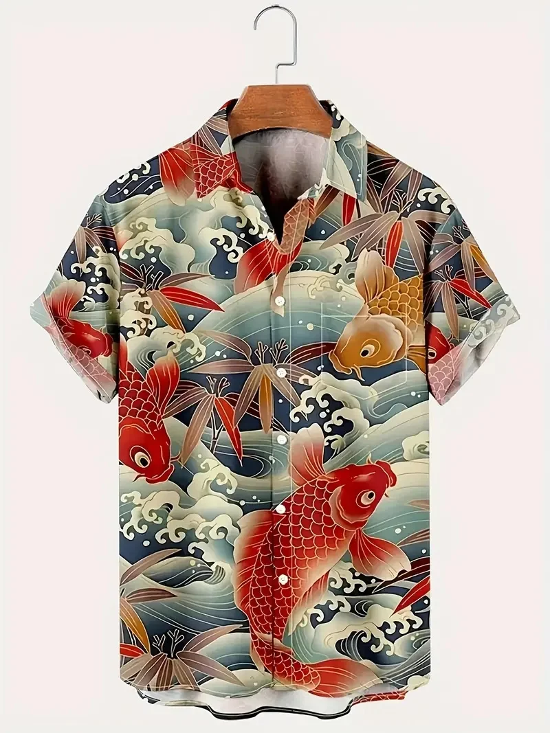 Men's stylish Hawaiian lapel graphic shirt with trendy animal print suitable for summer vacation and casual wear
Men's stylish Hawaiian lapel graphic shirt with trendy animal print suitable for summer vacation and casual wear