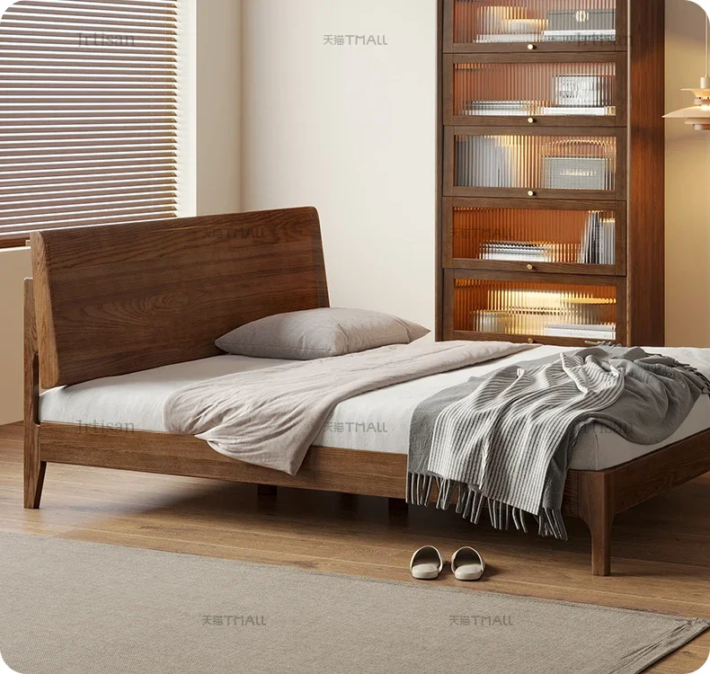 Nordic solid wood bed, upholstered backrest, ash wood, modern, minimalist walnut master bedroom, twin bed
Nordic solid wood bed, upholstered backrest, ash wood, modern, minimalist walnut master bedroom, twin bed