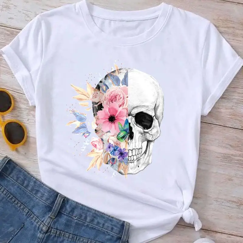 Flower Skull Fashion Graphic T-shirt funny Clothes Summer Tee Unisex Cartoon Clothes Short Sleeve Women Tshirt Female Top Tee
Flower Skull Fashion Graphic T-shirt funny Clothes Summer Tee Unisex Cartoon Clothes Short Sleeve Women Tshirt Female Top Tee