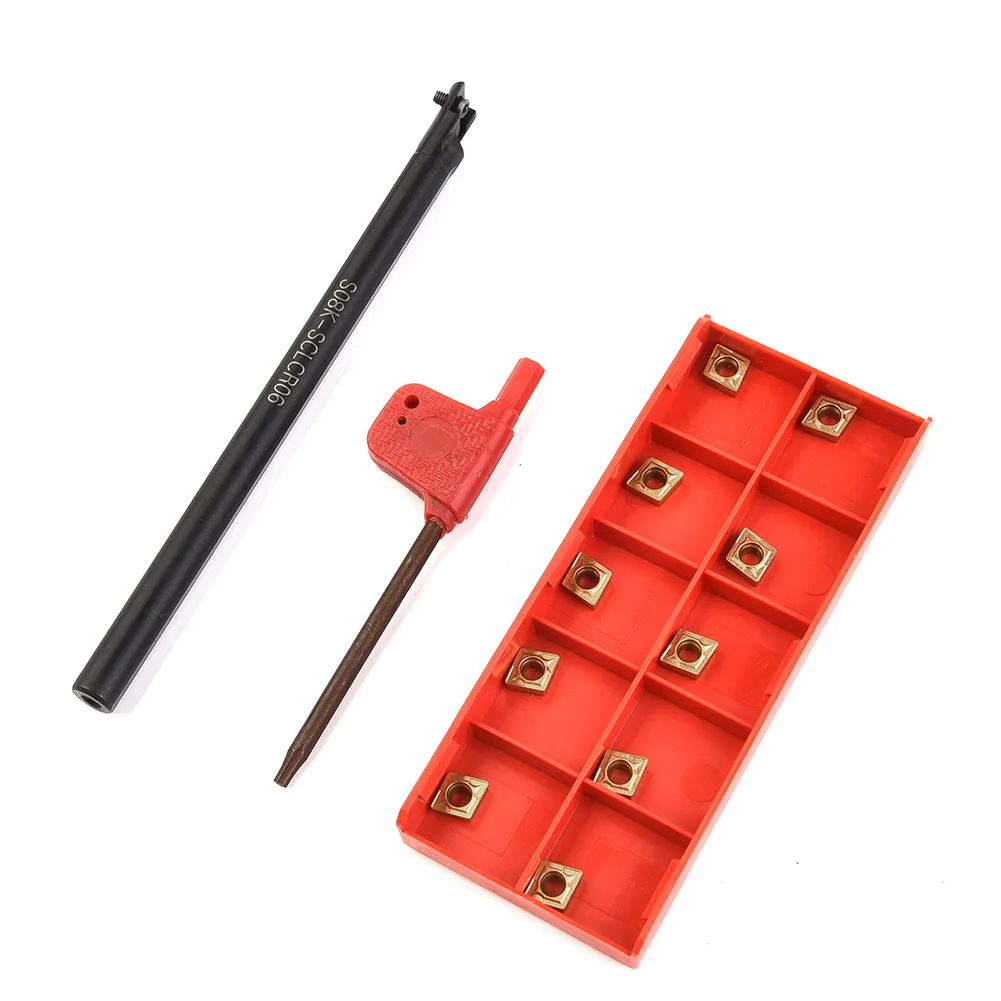 Lathe Boring Bar Inserts Steel Turning S08K-SCLCR06 CCMT060204 Kit Set Parts Replacement Latest Useful Durable
Lathe Boring Bar Inserts Steel Turning S08K-SCLCR06 CCMT060204 Kit Set Parts Replacement Latest Useful Durable