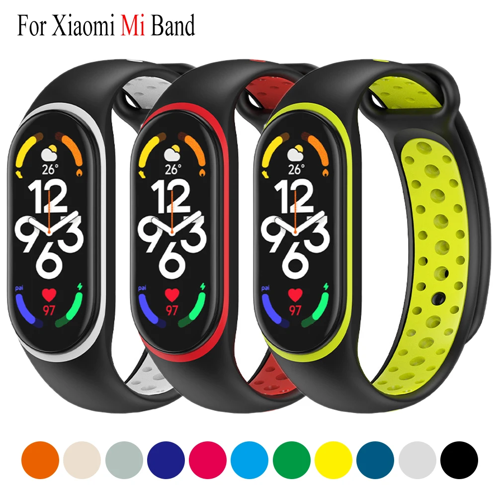 

Sport Watch Bands For Xiaomi Mi Band 7 6 NFC Bracelet Silicone Smart wristband Miband 4 Belt pulseira correa mi band 3 4 5 strap