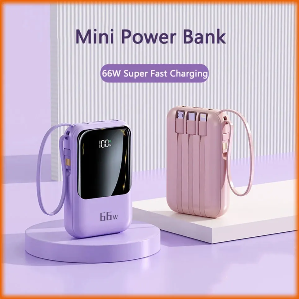 20000mAh Mobile Power Supply Built-in Cable 66W Ultra Fast Charging Power Bank Waterproof Portable Phone Accessories
20000mAh Mobile Power Supply Built-in Cable 66W Ultra Fast Charging Power Bank Waterproof Portable Phone Accessories