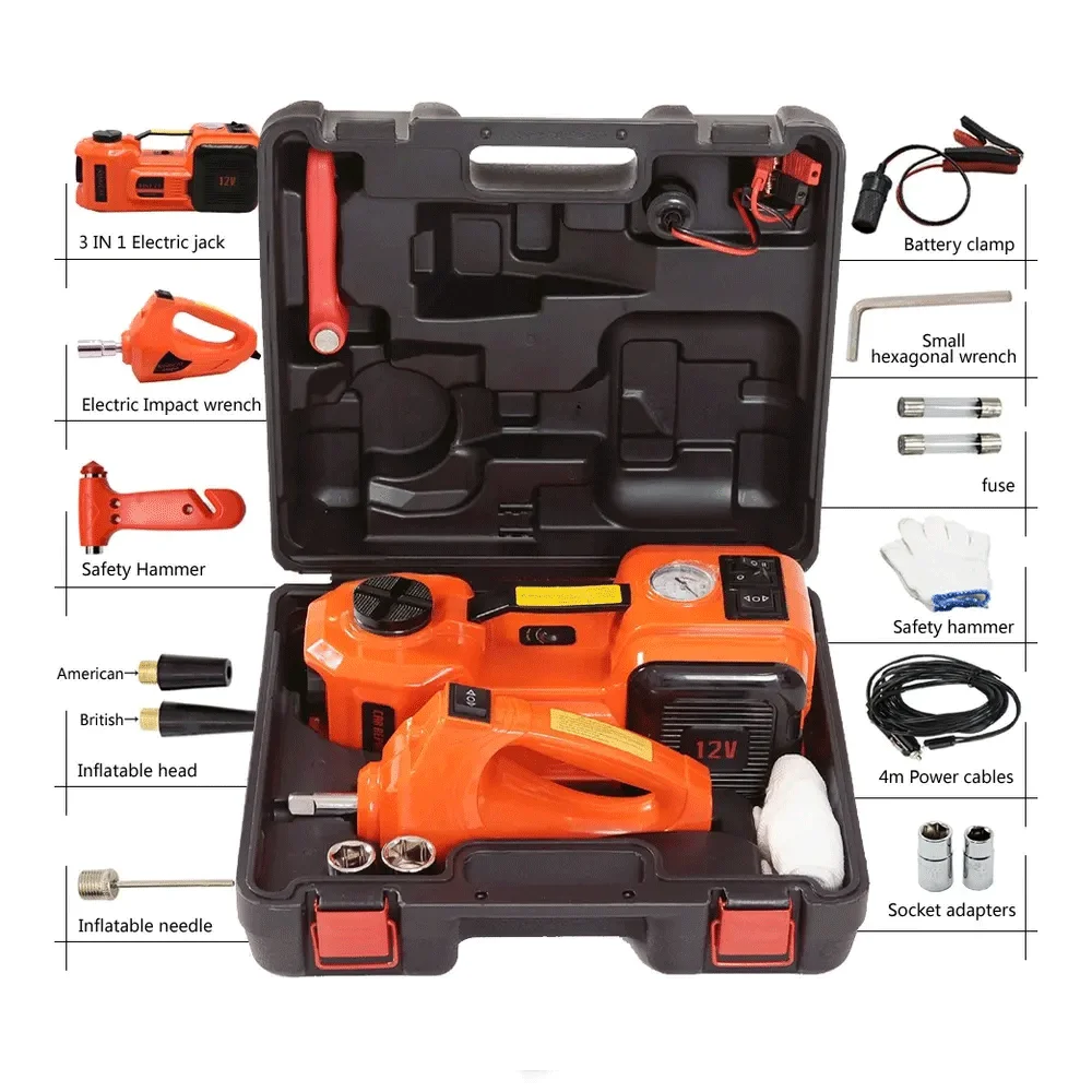 

Professional 5 ton portable car DC 12V 5T Multi-functional hydraulic floor jack with electric impact wrench