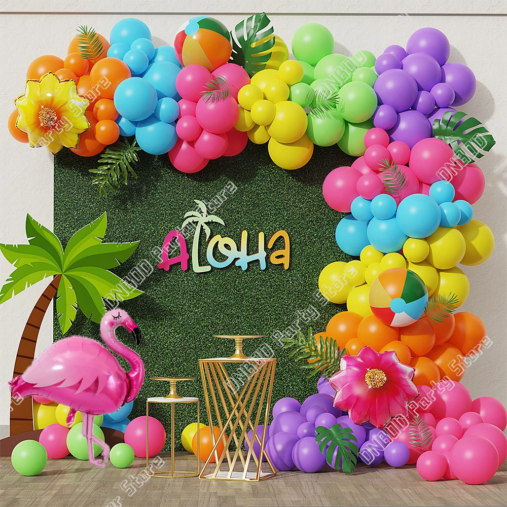 

152pcs Tropical Hawaiian Balloon Garland Arch Kit Kids Flamingo Birthday Party Globos Summer Beach Luau Aloha Wedding Decor