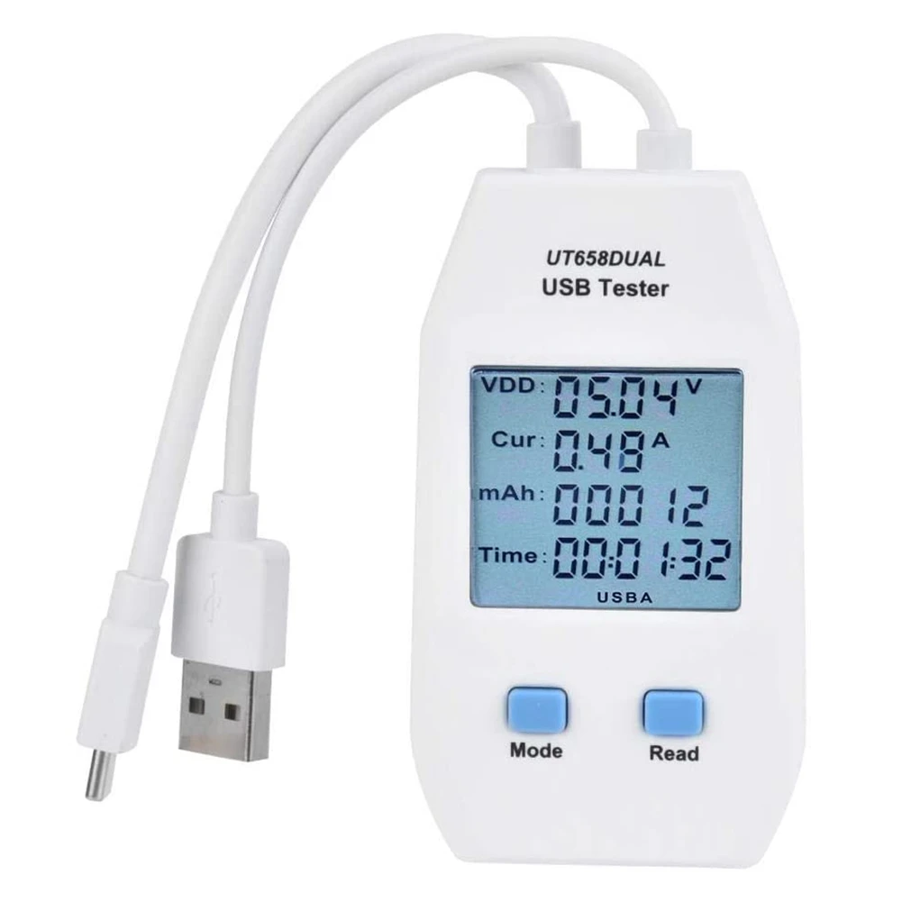 USB тестер, UNI-T LCD USB тестер детектор Вольтметр Амперметр цифровой тестер мощности (UT658 Dual)
USB тестер, UNI-T LCD USB тестер детектор Вольтметр Амперметр цифровой тестер мощности (UT658 Dual)