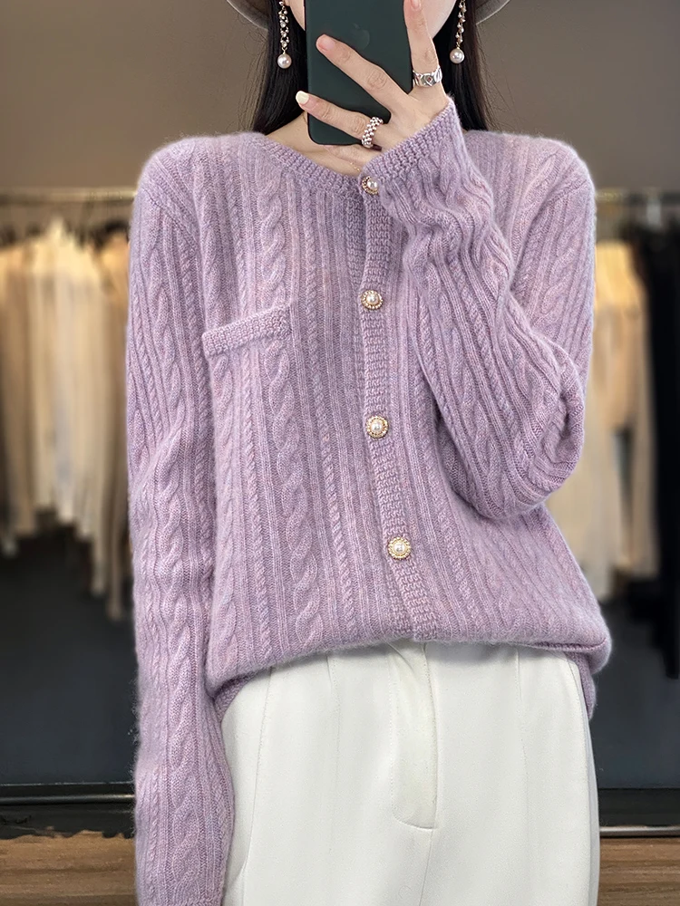 100% Merino Wool Cashmere Women Knitted Sweater O-Neck Long Sleeve Cardigan Geometric Autumn Winter Casual Thick Clothing Jumper
100% Merino Wool Cashmere Women Knitted Sweater O-Neck Long Sleeve Cardigan Geometric Autumn Winter Casual Thick Clothing Jumper