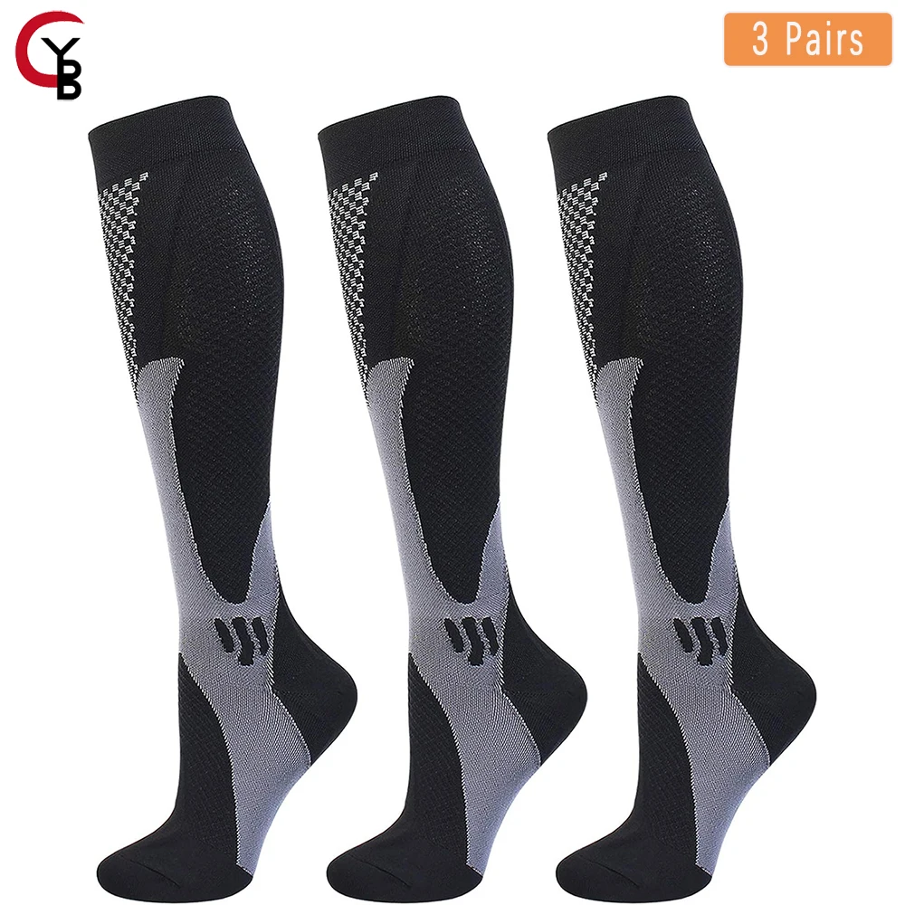 

3 Pairs Compression Socks for Men Women 20-30 mmHg ， Stockings for Pregnancy Sport Travel Running